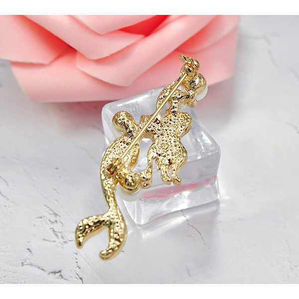Kvinde Modesmykker Havfrue Krystal Broche Pins Tøj Tilbehør Med Perle BZ015