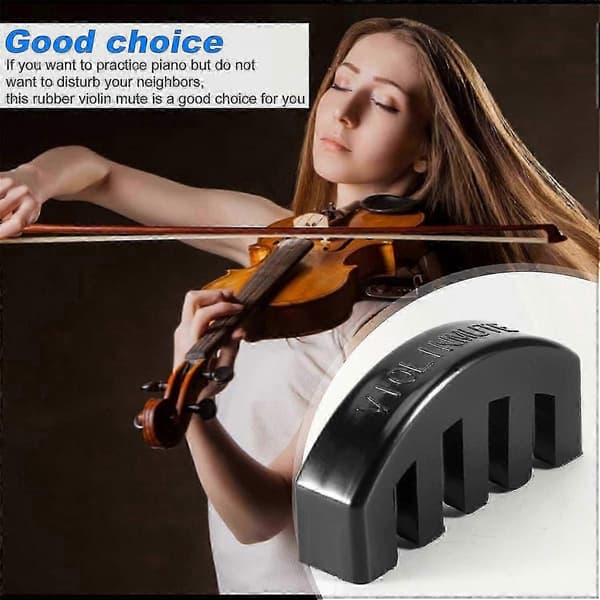 Gummi Mute lyddæmper 4/4 Violin Fiddle let øvelse Sort