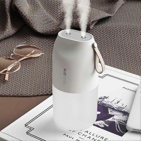 Trådløs luftfukterdiffuser oppladbar dobbel dyse eterisk oljediffuser tåkeprodusent fukter White