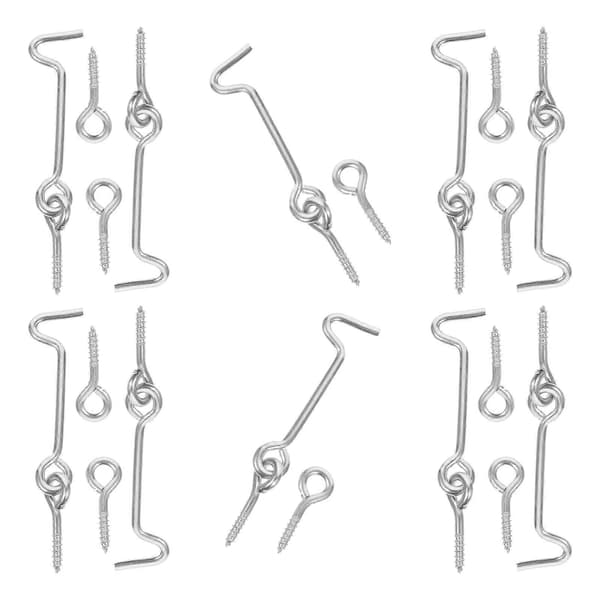 Ögla och hake i kolstål, vindtät för hemmet, 10-pack 6.5X3cm Silver