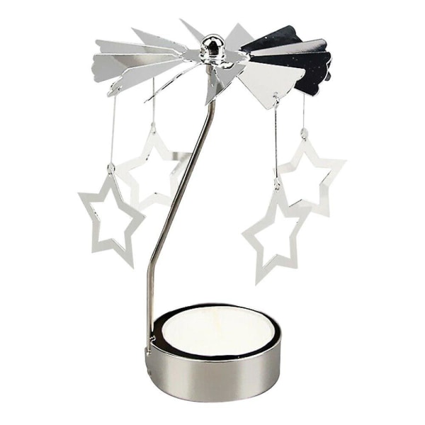 Jul Rotary Spinning Fyrfadslys Lysestage Holder Xmas Karrusel Dekoration Ornament Gave Star