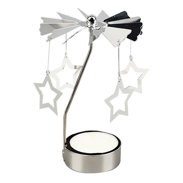 Jul Rotary Spinning värmeljus Ljusstake Hållare Xmas Carousel Dekoration Ornament Gift Star