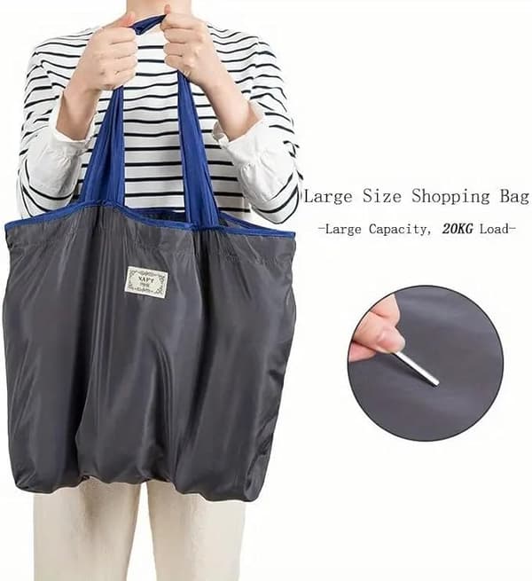 Ekstra stor totebag - Lett handlepose med snøring green