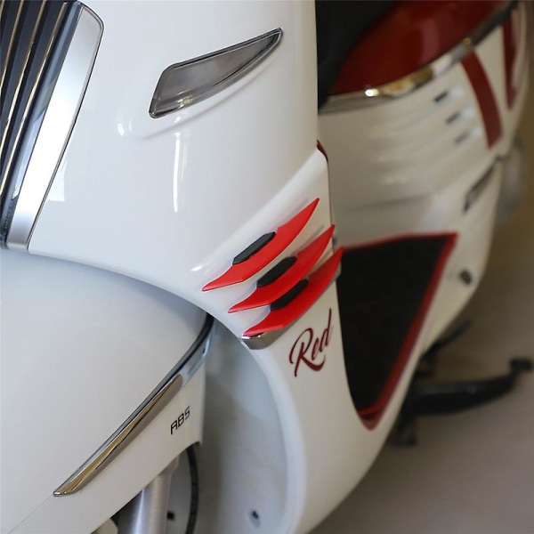 2st Universal Motorcykel Adhesive Dekoration Sticker Winglet Aerodynamisk Spoiler Wing Motorcykel Exteriör Refitting Tillbehör| | Red