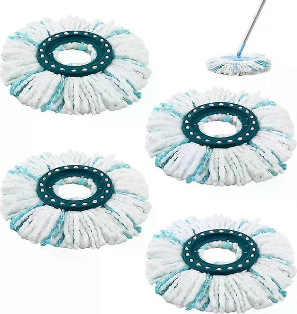 Sett med 4 erstatningshoder CLEAN TWIST Disc Mop micro duo, egnet for Leifheit