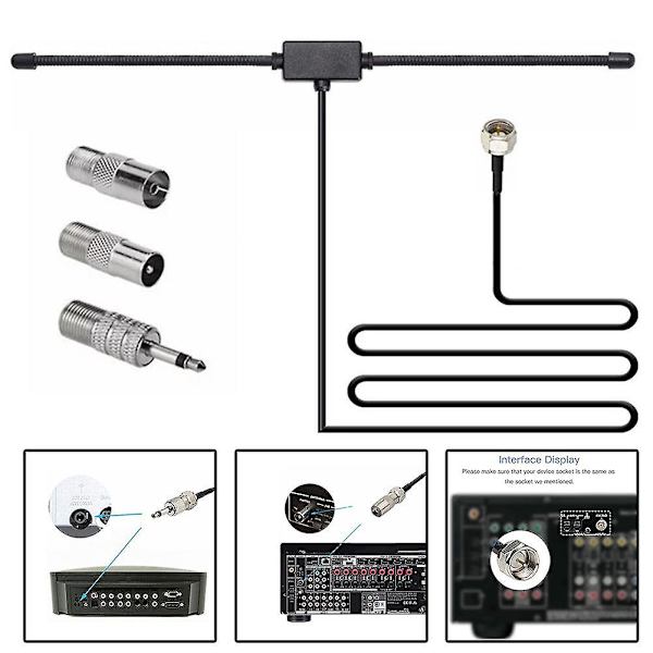 DAB FM-radioantenne FM-dipolantenne lydpluggkontakt for stereomottaker