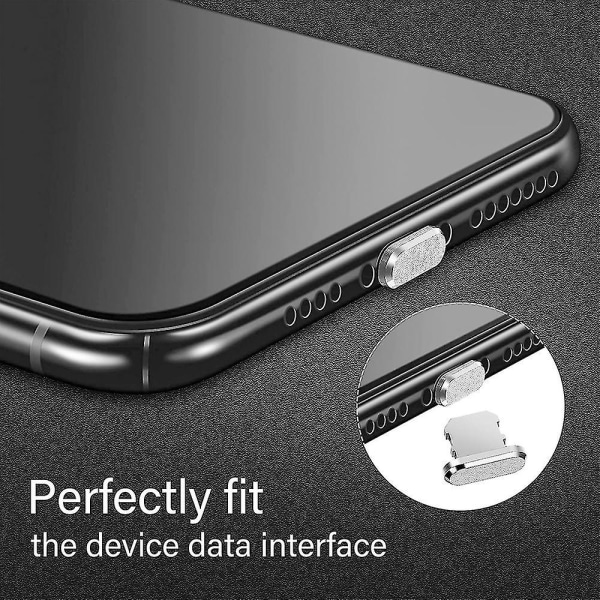 4 stykker anti-støvstik kompatible med Iphone, beskytter opladningscover_(happyshop) Silver