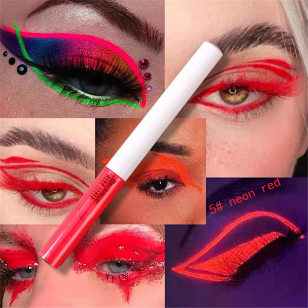 8 st/ set Neon flytande eyeliner högpigmenterad UV-eyeliner Vattentät, fläckfri kroppsansiktsfärg makeup