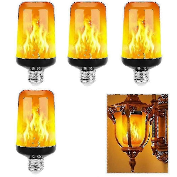 LED Flamme Lyspære, 4 Moduser Flammende Lyspærer, E26/e27 Base Flamme Pære, Jul 4Pcs