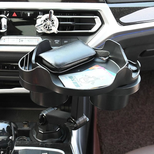 Universal auton mukinpidiketarjotin Säädettävä autotelineen pöytä matkapuhelimen pidikkeen kiinnitys 360 kääntyvä varsi ruokapöytä useimmille ajoneuvoille - juomatelineet