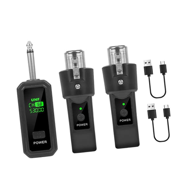 Mikrofonsender Mottaker Mikrofonkonverter Oppladbart Trådløst System for Trådløst 1 for 2