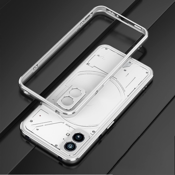 Ultratunt case för ingenting Telefon 1 med metallram och linsskydd Silver