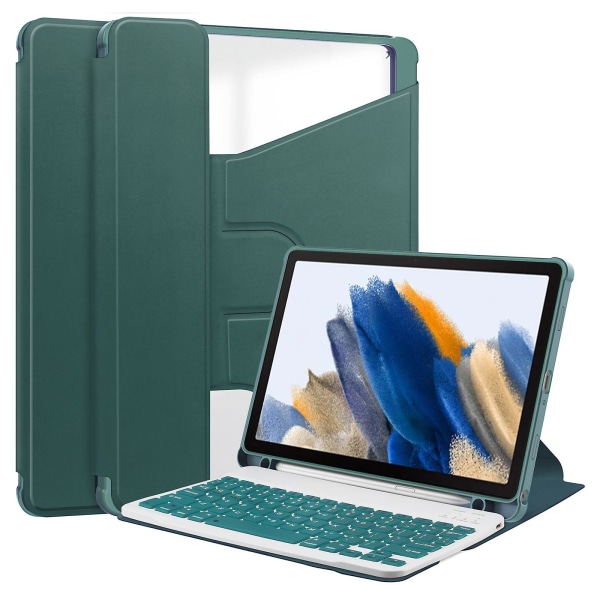 Case för Samsung Galaxy Tab A9+, med roterande Bluetooth tangentbord Pu+ cover Blackish Green