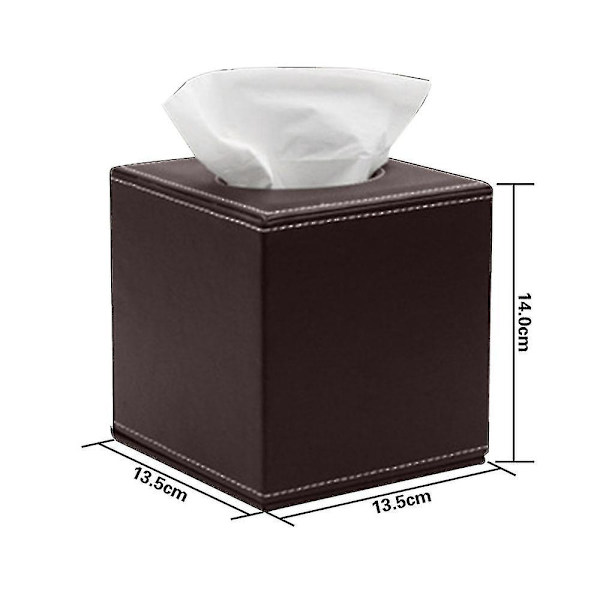 Pu Läder Tissue Box-hållare, fyrkantigt case med botten