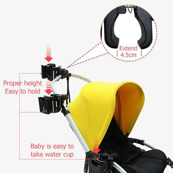 Multifunktionel 2-i-1 vandcykel vandflaske kopholder Telefon holder taske Klapvogn Scooter Styr montering - Cykel flaske holder Black