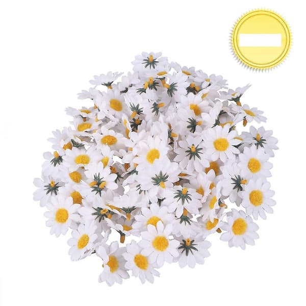 100 stk. kunstige gerbera-tusindfrydshoveder til gør-det-selv bryllupsfest (hvid)