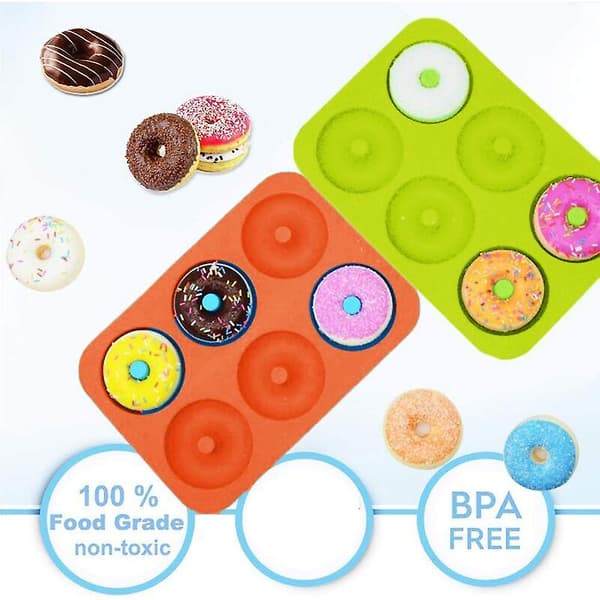 2 stk. silikone donutforme, non-stick donut bageplade til cookies bagels