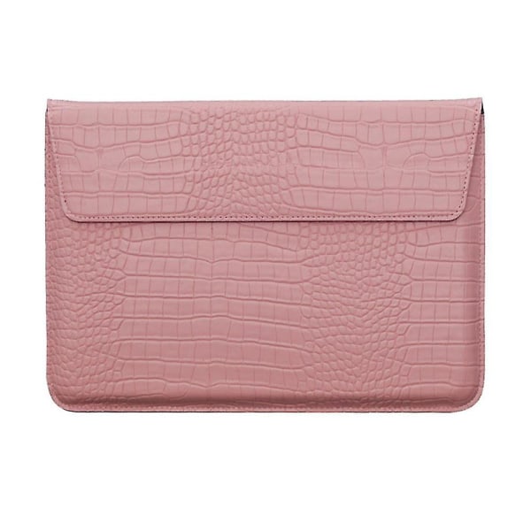 Crocodile Grain Faux Leather Flap Style Case Väska, 13 tum Laptop Stand Sleeve Case, Laptop Skyddsfodral-Yvan pink 13