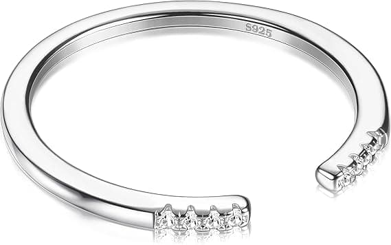 925 Sterling Sølv Ringe til Kvinder, Justerbar Ring til Piger, Micro Cubic Zirconia Bryllup Forlovelse Løfteringe til hende