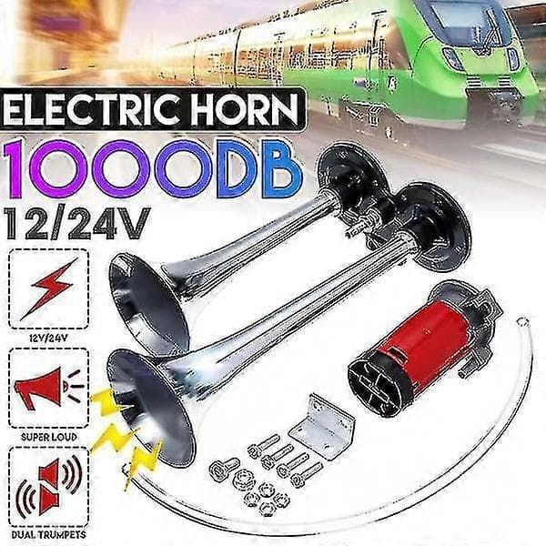 1000db Dobbelt Trompet Lufthorn med Kompressor 12v/24v til Køretøjsbrug