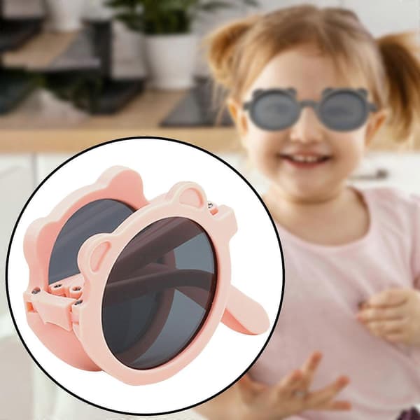 Børnesolbriller Foldbare Solbriller Mode Dejlige Stilfulde Gave Søde Solbriller Pink Gray