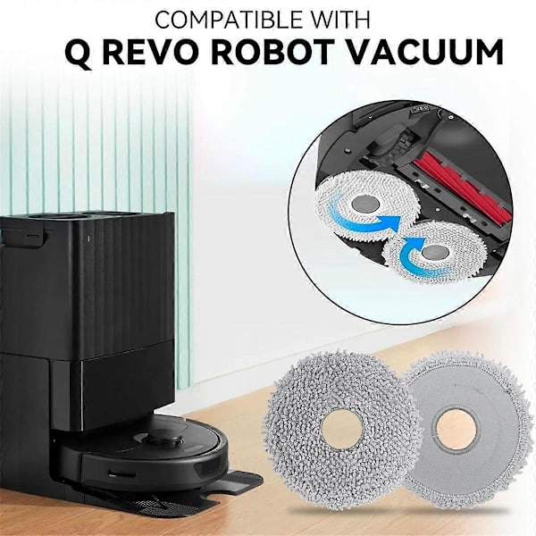Mikrofiber Vakuummopp Kluter for Q & Qrevo MaxV Robotstøvsuger - Gjenbrukbare og Vaskbare Reservedeler As Shown