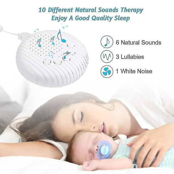 White Noise Machine, Baby Sleep Aid med 10 beroligende lyde og Sleep Timer, Sleep Sound Machine til at sove og slappe af til baby voksne
