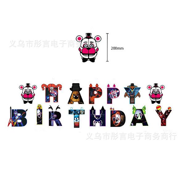 Fnaf Freddy Spel Festdekoration Ballonger Midnattsbjörn Födelsedag Banner Tårtdekoration Insatskort Cake insert*1