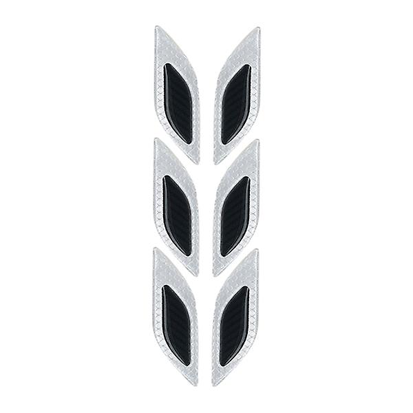 6 stk/sett Carbon Fiber Bil-klistremerke Reflekterende Strips Auto Truck Motorsykkel Refleks Strips Sikkerhet Anti-ripe Advarsel Stickers - Refleks Strips white