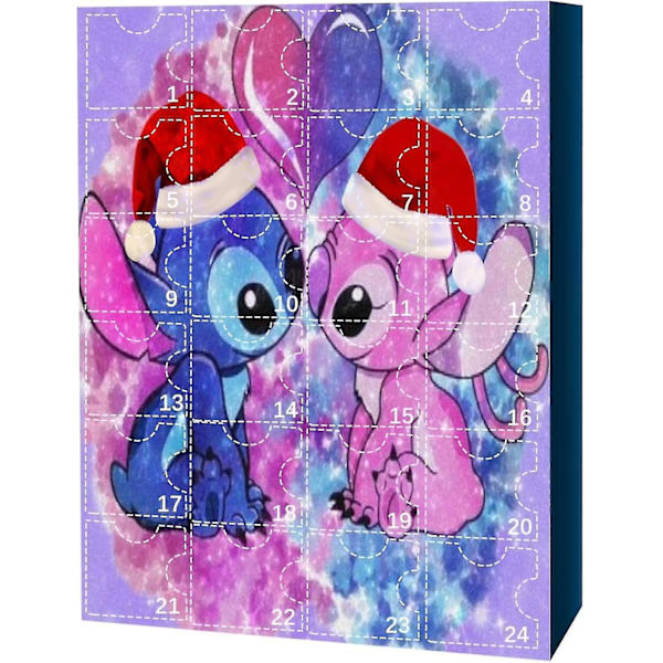 Hcankcan Anime Stitch juleadventskalender til børn 24 dages julenedtælling 24 stk tegneserielegetøj Ornament nedtællingskalender C
