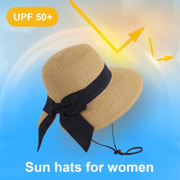 Solhattar för kvinnor UPF 50+ Dam Lättvikt Hopfällbar/Packbar Strand Solhatt Khaki
