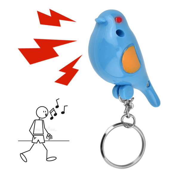 Fågel LED Whistle Key Finder Intelligent röststyrning nyckelring med batteri blue