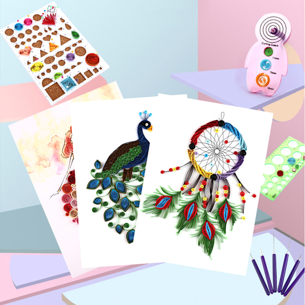 Papper Quilling Set Gradient Ramp Färgglad Scrip DIY Handgjord Konst Hantverk Verktygssats