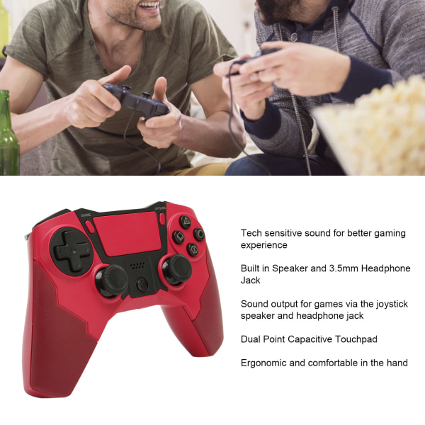 Bluetooth-controller med dobbelt vibration, 6-akset følsom trådløs gamepad joystick med LED-indikator til PS4 PC mobiltelefon