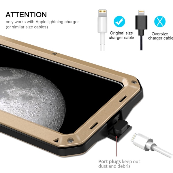 För Apple iPhone 13 Pro Max, Fallsäkert Skyddsfodral, Commuter Series, Guld