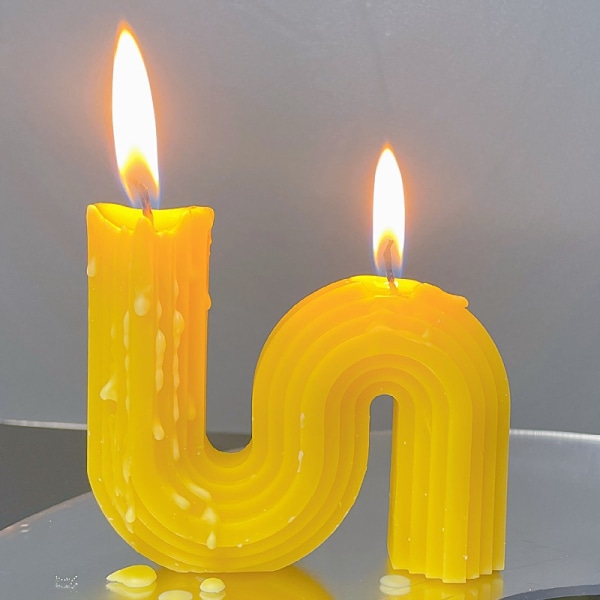 Geometri Estetisk ljus form, sojavax doftljuskonst Dekorativ handgjord för bröllop jul födelsedagspresent（gul）