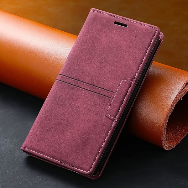 Fodral för iPhone 11 Pro Max med Korthållare rött PU Läder Plånboksfodral för Apple iPhone 6,5 Tum