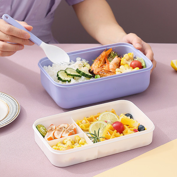 Dobbeltlags Bento Madkasse | Stor Kapacitet Bærbar Rektangulær Beholder med Isoleret Opbevaring | Lækagesikker & Let at Rengøre green
