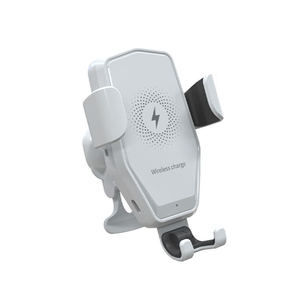 15W Type-C Android Dobbelt Input Trådløs Biloplader - Hvid Fuld Pakke Dobbelt Input 15W Trådløs Oplader (Én Styk)