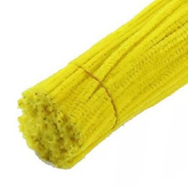 100 stk Rørrensere Fleksible Bøyelige Ren Farge Polyester Chenille Stilker DIY Barnehage Tidlig Utdanning Håndlagde Leker Yellow