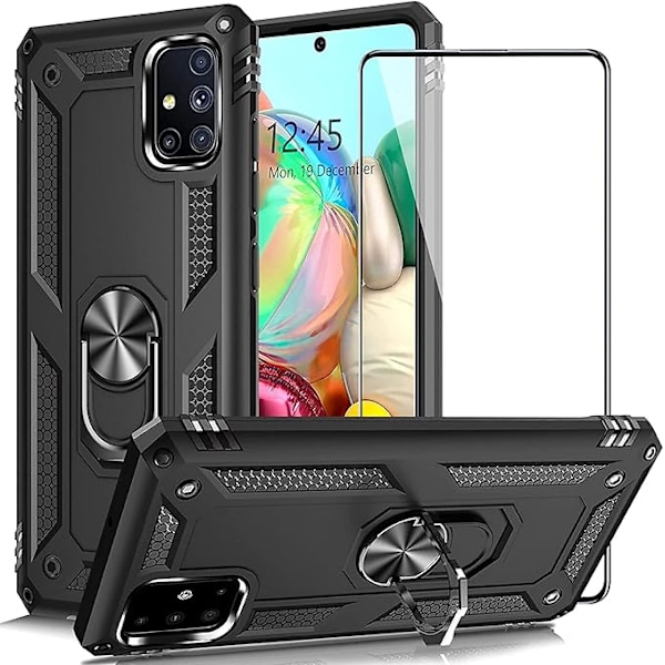 Samsung Galaxy A71 mobiltelefondeksel, militærgradert støtsikkert deksel, bestått 15 fots falltest, beskyttelsesdeksel med magnetisk støtte