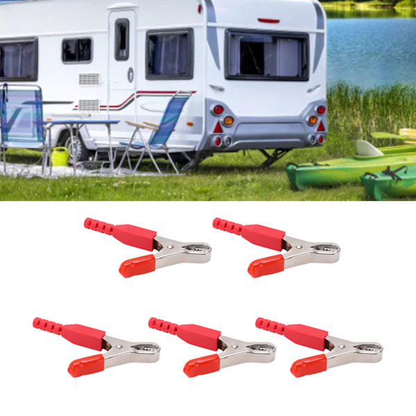 5PCS/Set Batterisäkerhetstestklämma Ledande för elektroniska instrument Industriell utrustning Red