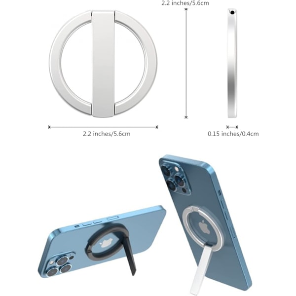 Mobiltelefonholder, Magnetisk, Sammenleggbar, Metall, for iPhone12, iPhone13-serien (Sølv)