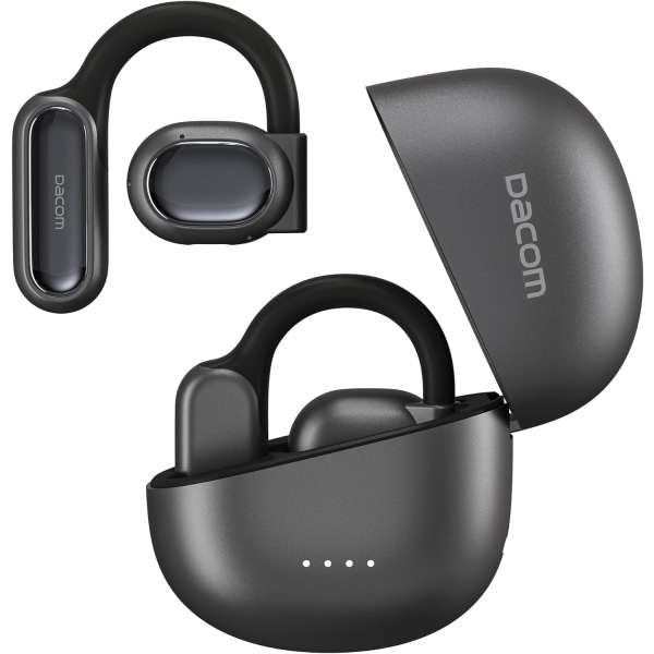 Åpne øre-hodetelefoner Bluetooth 5.3, True Wireless Open Ear Earbuds ENC Clear Talk med 16,2 mm dynamiske drivere 45 timer spilletid Trådløse ørepropper Langvarig Black