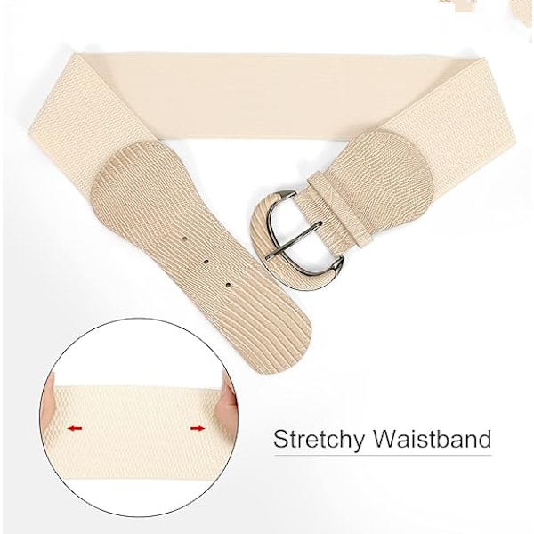 Stretchigt Brett Midjebälte för Klänning Damer Elastiskt Bälte Krokspänne för Kostym beige