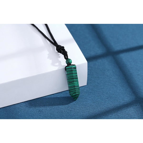 Krystal Halskæde til Mænd Kvinder Justerbar Reb Hexagonal Punkt Healing Krystal Naturlig Sten Vedhæng Halskæder Ædelsten Smykker Green Malachite