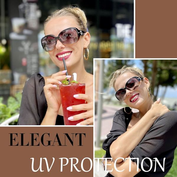 Jackie Solglasögon Överdimensionerade Nyanser för Kvinnor Trendiga Stora Rektangulära Solglasögon UV-skydd Solglasögon gradient Brown