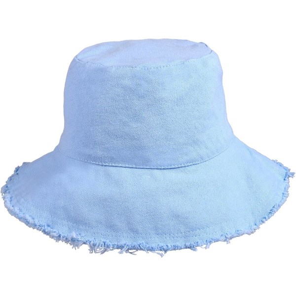 Solhattar för kvinnor Sommar Casual Bred Brätte Bomull Bucket Hat Strand Semester Resa Tillbehör Blue