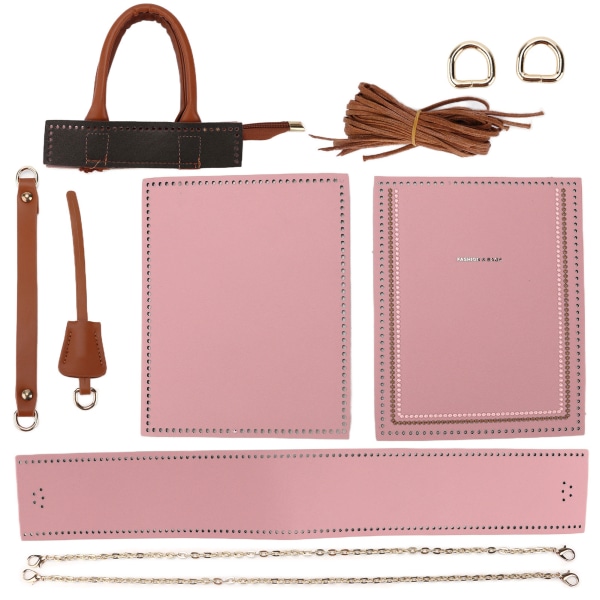 DIY virkad väska Handgjord Handväska i moderiktig stil Legering konstläder för hantverksälskare Pink