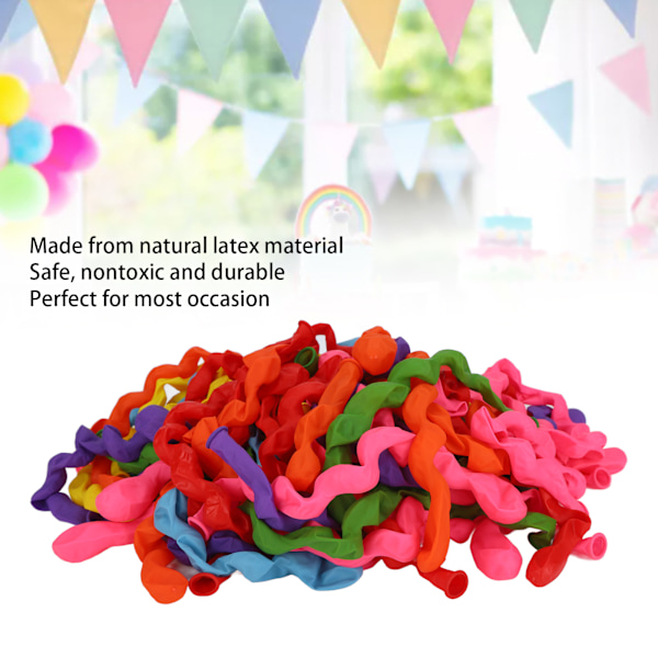 100 stk. Latex Spiral Balloner - Sikker, Ugiftig, Holdbar, Elegant Farve Naturlige Lange Balloner til Fest Bryllup Hjem